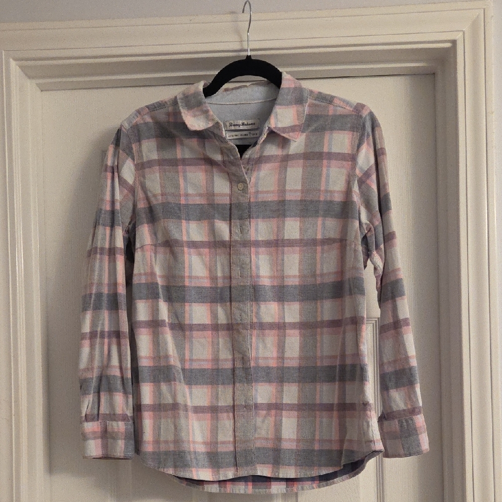 Tommy Bahama Blue and White Plaid Shirt